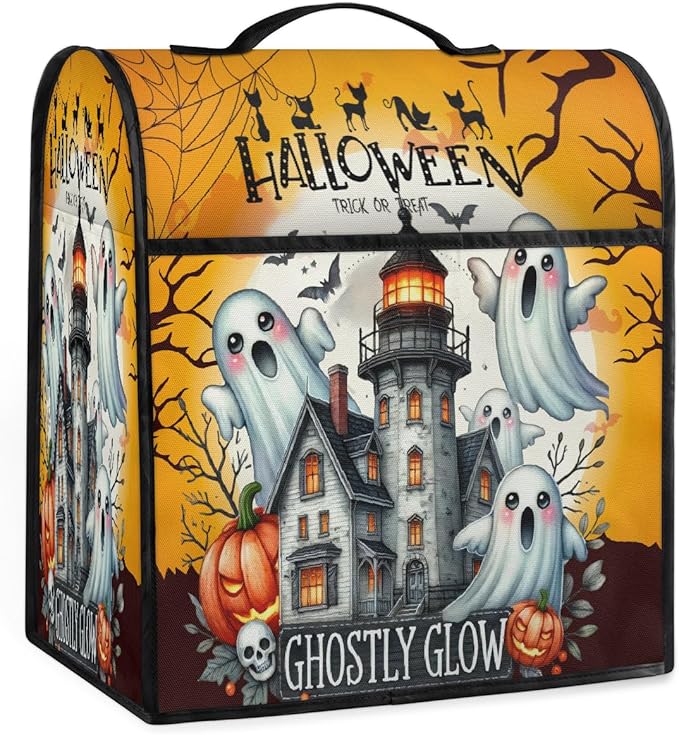 cfpolar Kitchen Aid Mixer Cover Compatible with 6-8 Quarts Halloween Ghost Castle Moon Stand Mixer Cover Kitchen Aid Mixers Accessories Appliance Organizer Bag Dust Covers with Zipper Pocket
