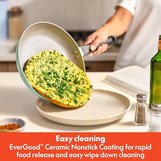 bella 21 Piece Kitchen Set with EverGood™ Ceramic Nonstick Coating Dishwasher &amp Oven Safe All Stovetops Compatible Tempered Glass Lids &amp Cool Touch Handles Seaglass