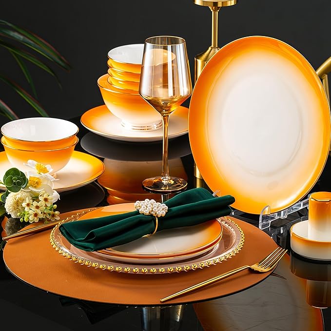70 Pcs Fine Bone China Dinnerware Set Porcelain &amp Ceramic Dinnerware Sets Bone Stoneware &amp Ceramic Cookware Tableware Set Includes Dinner Plates|Spoons|Pasta Bowls|Soup Pot|Chopsticks