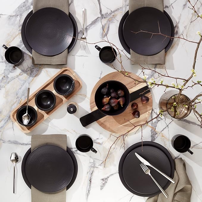 Lenox Lx Collective Black Accent Plates Set of 4 4.35 LBWhite
