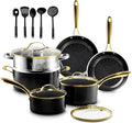 Gotham Steel 15 Pc Ceramic Cookware Set Nonstick Ceramic Pots and Pans Set Non Stick with Steamer &amp Cooking Utensils Non Toxic PFOA PFOS Free Premium Stay Cool Handles Oven &amp Dishwasher Sa