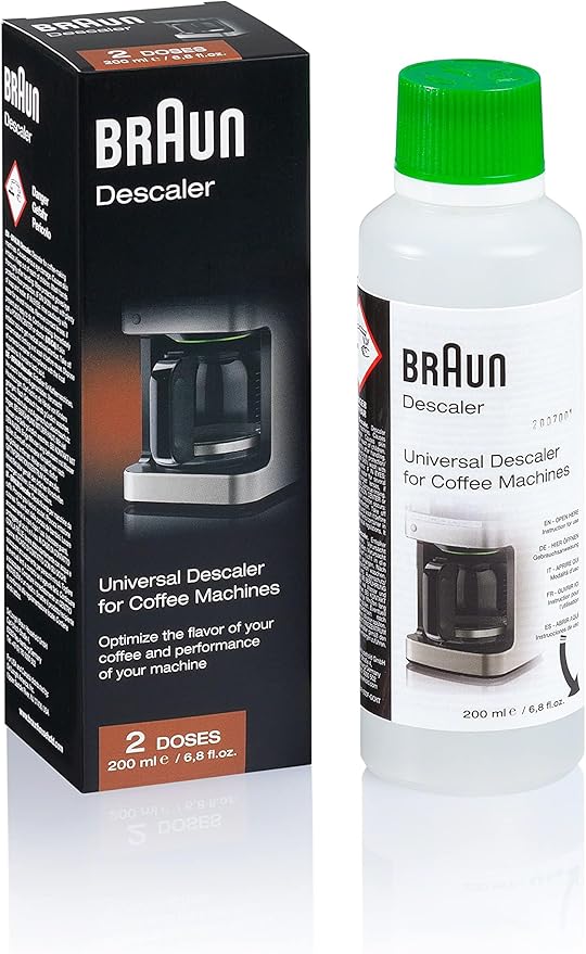 Braun MultiServe Coffee Machine 7 Programmable Brew Sizes / 3 Strengths + Iced Coffee &amp Hot Water &amp BRSC013 Descaling Solution 6.8 Fl Oz (Pack of 1)