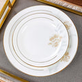 Elegant Bone China Dinnerware Set for 4Floral Porcelain Plates with Gold Rim Dishes set for Wedding Receptions Housewarming and Banquet Celebrations