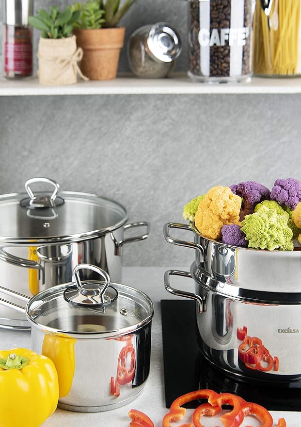 Excelsa Indispensable Cookware Set 6 Pieces Stainless Steel 18/10