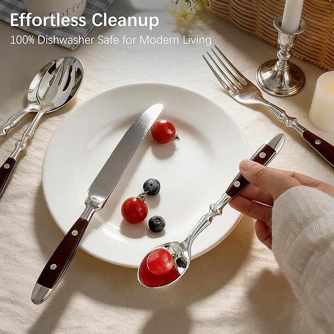 Silverware Set for 4 Classic 20 Piece Flatware Set Elegant 18/10 Stainless Steel Western Cutlery Delicate Utensils for Home Dishwasher Safe Mirror Polished