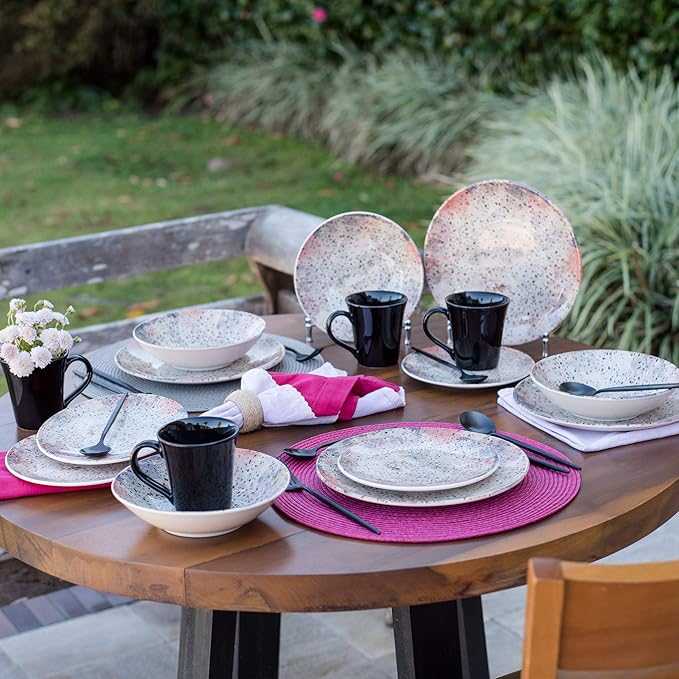 Manhattan Comfort Daily Unni 16 Piece Dinner Set Service for 4 in Multi Color Orange and Black