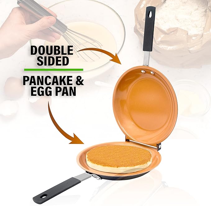Gotham Steel 20pc Copper Cookware &amp Bakeware Set + Double Sided Copper Pan for Pancakes &amp More