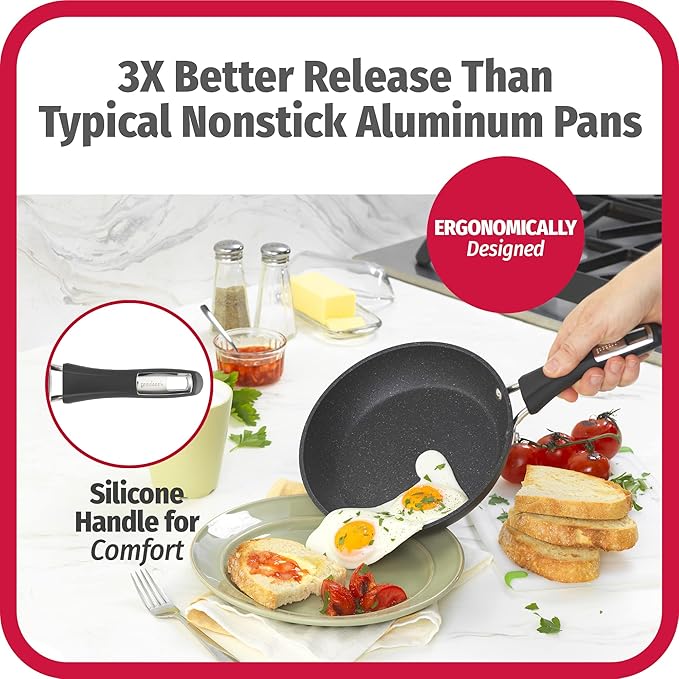 GoodCook 3-Piece Micro-Divot Nonstick Aluminum Fry Pan Set with Silicone Handles Includes 8 10 and 12 Fry Pans Long-Lasting Nonstick Superior Cooking Ergonomically Designed Easy to Clean