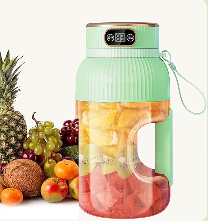 Large-capacity personal size blenders powerful motor driving ten-blade cutter head dual large-capacity batteries TYPE-C fast charging head 40Oz (1200ml) large capacity (green)