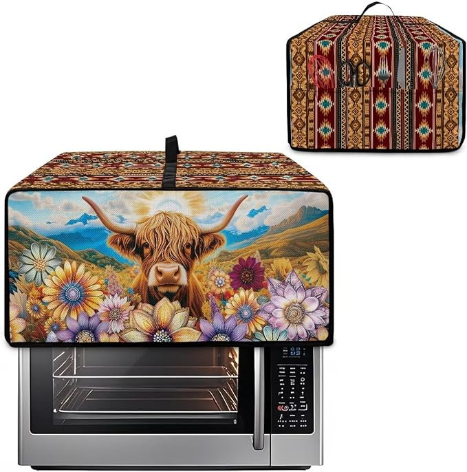 Doojoayie Highland Cow Toaster Cover 8 Slice Kitchen Appliance Covers 22.5x18.5x 13 Small Appliance Dust Protector with Top Handle Easy to Storange