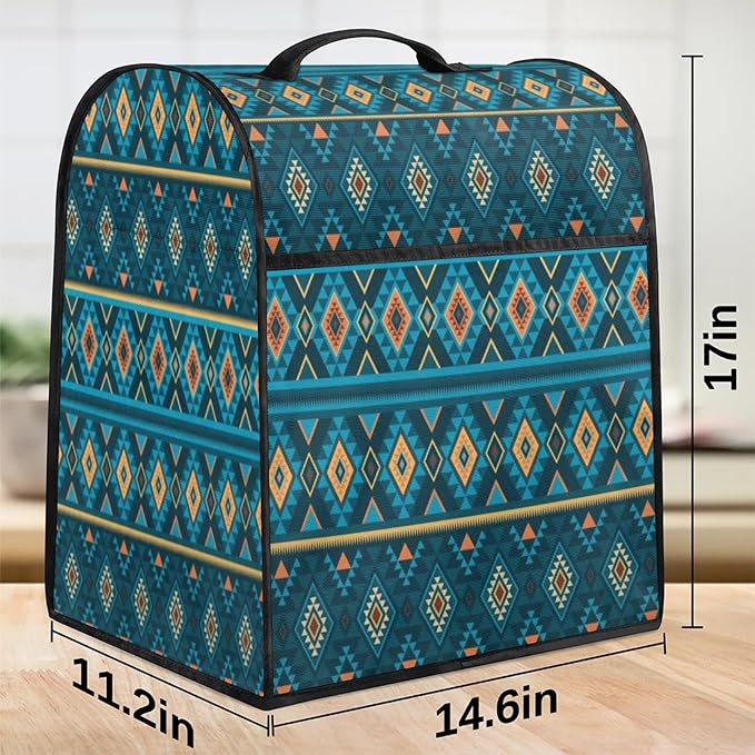 Kitchen Aid Mixer Cover Mandala Ethnic Geometry Stand Mixer Cover Compatible with 6-8 Quarts Stand Mixers Dust Covers with Zipper Pocket Foldable Washable Kitchen Aid Organizer Bag