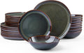 HaWare Dinnerware Sets 24-Piece Stoneware Plates and Bowls Set Dish Set for 8 Ceramic Dishware for Home Restaurant Chip and Scratch Resistant Microwave and Dishwasher Safe Reactive Moss Green