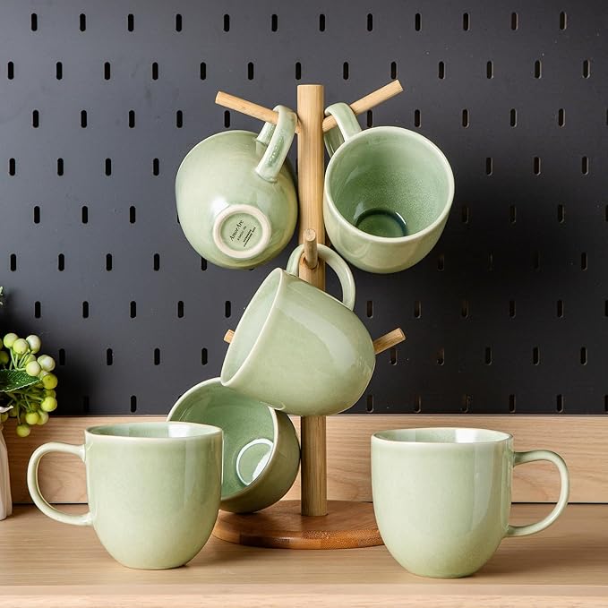 AmorArc Ceramic Dinnerware Sets with Coffee Mug Handmade Stoneware Reactive Glaze Plates and Bowls Set Scratch Resistant | Dishwasher &amp Microwave Safe Service for 6 (24pc)