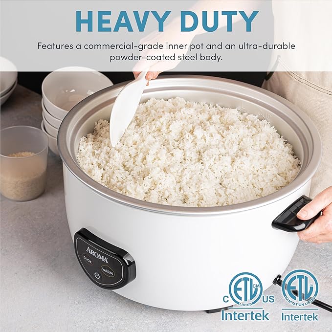 Aroma Housewares Commercial 60-Cup (Cooked) / 14Qt. Rice &amp Grain Cooker (ARC-1430E) White