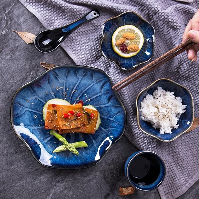 Dinnerware Set Service for 4 20-Piece Porcelain Dinnerware Sets Tableware Kitchen Dinner Set - Plates and Bowls Sets for 4 Reactive Glaze