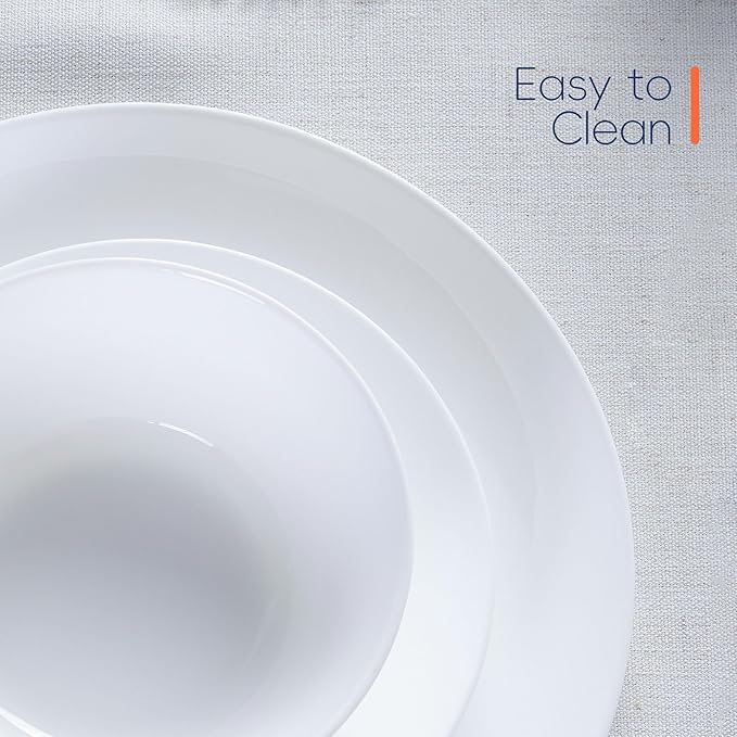 Dinnerware Sets for 6 LaGlint 18 Pieces Opal Glass Plates and Bowls Set Dishwasher and Microwave Safe Dish Dinning Ware Chip and Scratch Resistant Dishware White