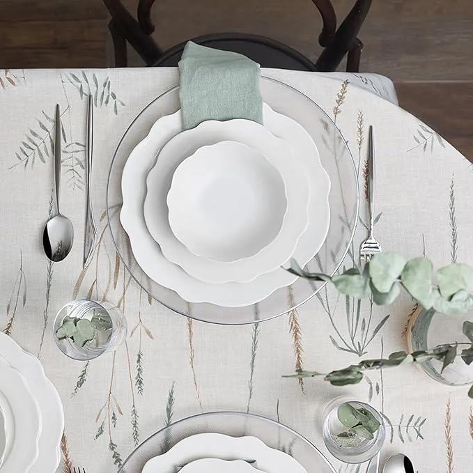 Karaca Daisy New Bone Dinnerware Set for 4 12 Piece Plates and Bowls Set Crockery Set White