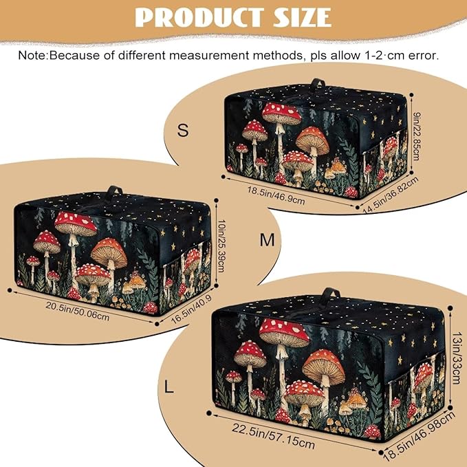 Doojoayie Black Toaster Cover 8 Slice Universal Fit Small Appliance Covers with Top Handle Design Mushroom Print Kitchen Decoration Gift for Mother Wife or Anyone Who Loves to Cook