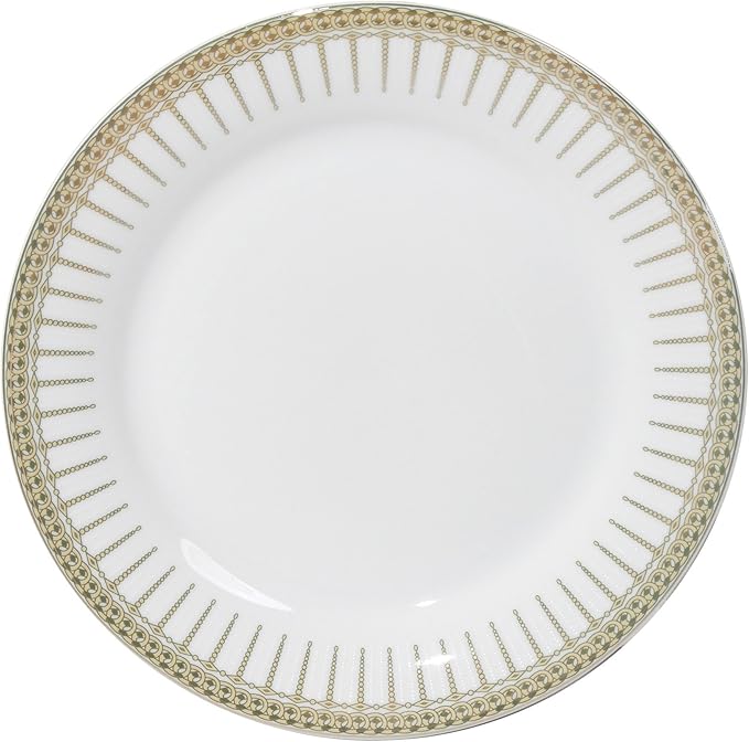Lorren Home Trends 57-Piece Porcelain Dinnerware Set with Rain Drop Border Service for 8 Gold
