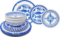 Le Cadeaux 12 Piece Luxury Melamine Dinnerware Set Service for 4 MEDITERRANEO