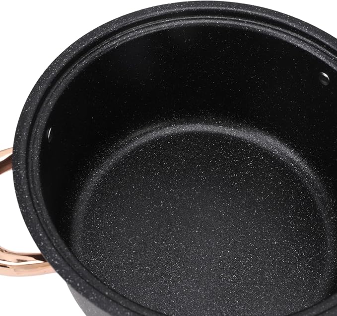 Yosoo Good Heat Conductivity Stainless Steel Cookware Set with Maifan Stone CoatingFrying Pan Milk Pan Soup Pots SetMaifan Stone Coating contains NO Harmful Substances for Kitchen