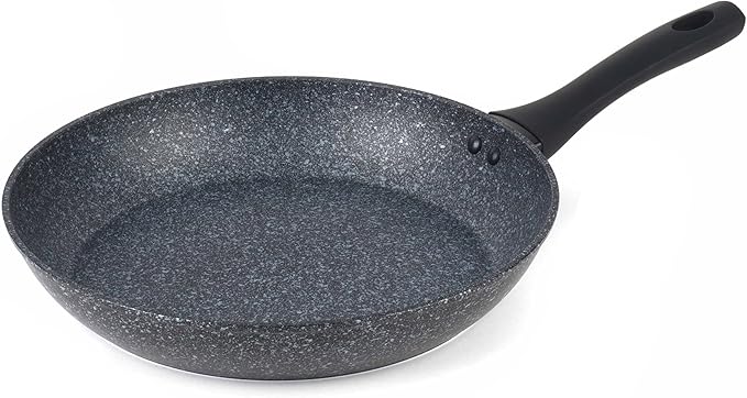 Salter BW06524S Non-Stick Frying Pan - 30cm Forged Aluminium Megastone Cooking Pan PFOA-Free Induction Suitable Corrosion-Resistant Dishwasher/Metal Utensil Safe Soft-Touch Handle Silver/Black