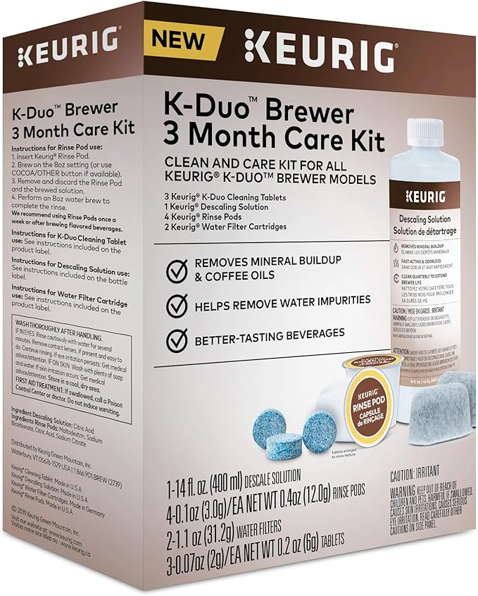 Keurig K-Express Coffee Maker Single Serve K-Cup Pod Coffee Brewer Black 12.8” L x 5.1” W x 12.6” H &amp K-Duo 3 Month Care Brewer Maintenance Kit