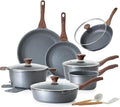 SENSARTE 17 Piece Nonstick Cookware Set includes 11 Inch Omelet Pan with Lid Induction Compatible Frying Pan Skillet