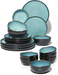 18 piece Dinnerware Sets Green Black