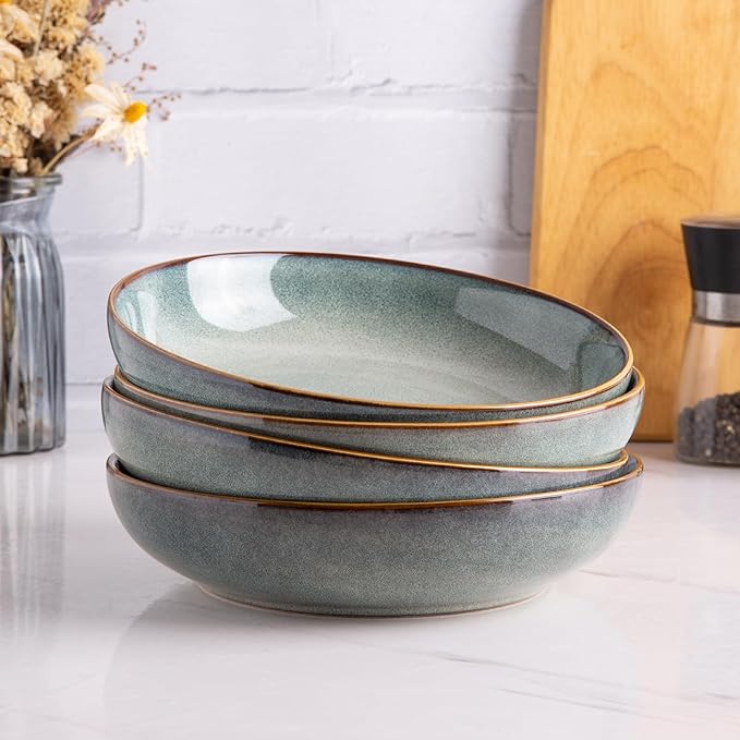 AmorArc Ceramic Dinnerware SetsHandmade Reactive Glaze Plates and Bowls SetsHighly Chip and Crack Resistant | Dishwasher &amp Microwave Safe Dishes Set Service for 4 (24pc)