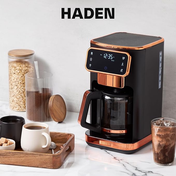 Haden Dual Brew 12 Cup Hot and Iced Coffee Maker with 120 Minute Keep Warm Delay Brew Adjustable Strength Programmable Clock and Anti Drip Black