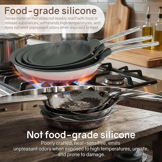 Silicone Pan Protectors (Include 81012) Set Of 3Frying Pans Protectors For Stacking Non Stick And Protecting Your fry pan Compatible with Hexclad Cookware Set Tfal Nonstick Frying Pans &ampMo