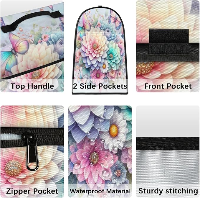 Kitchen Aid Mixer Cover Rainbow Flower Stand Mixer Cover Compatible with 6-8 Quarts Stand Mixers Dust Covers with Zipper Pocket Foldable Washable Kitchen Aid Organizer Bag