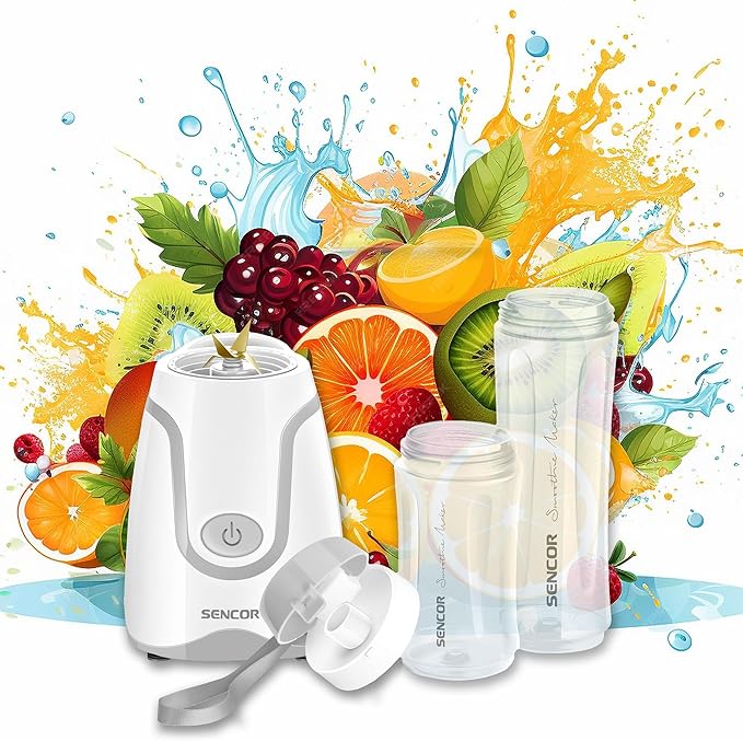 Sencor SBL2200WH 300W Smoothie Blender with 2 Impact Resistant BPA Free Bottles White