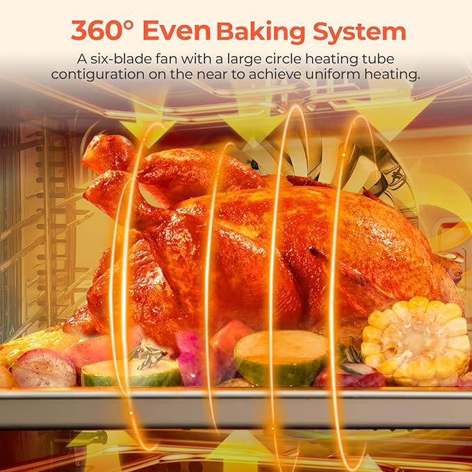 Commercial Convection Oven 2500W Countertop Oven 1.68 cu.ft Large Capacity 3-Tier Toaster Oven with 122-572°F Control Stainless Steel Commercial Oven for Restaurant Bakery Pizza Shop Food Truck