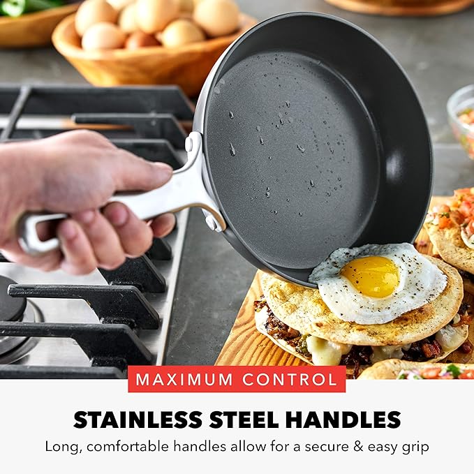 GreenPan x Bobby Flay 10” &amp 12” Hard Anodized Ceramic Nonstick Frying Pan Set PFAS-Free Induction Compatible Skillets Oven &amp Broiler Safe to 600˚F Dishwasher Safe Black