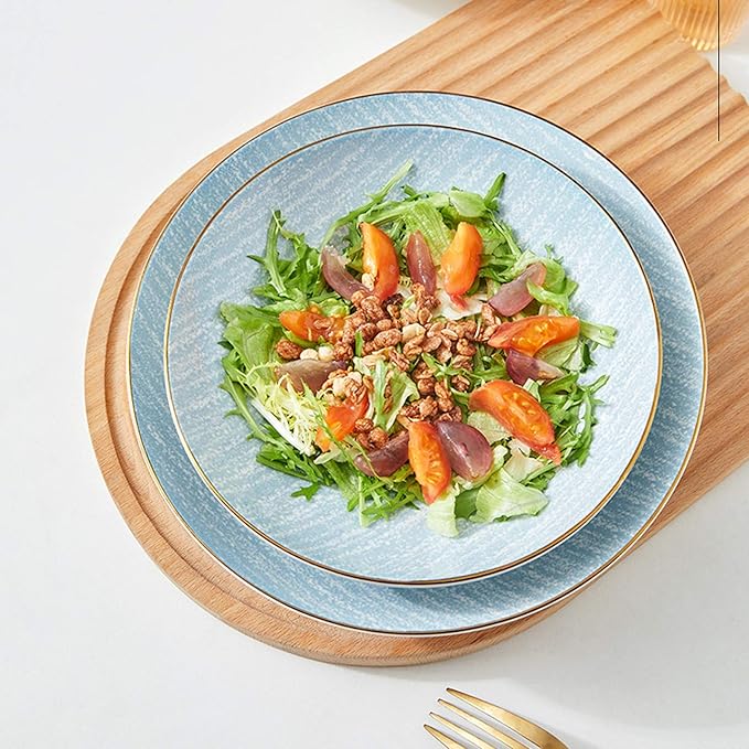 Ceramics Dinner Sets 50 Pieces Light Blue Dinnerware Set - Japanese-Style Porcelain Cereal Bowl and Steak Plate Set for Family Gathering and Restaurant