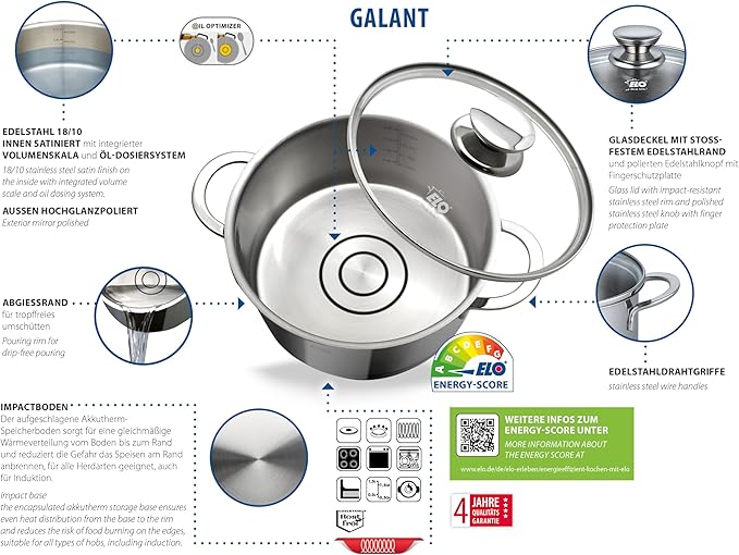 ELO 72596 Galant 5-Piece Saucepan Set Stainless Steel Silver