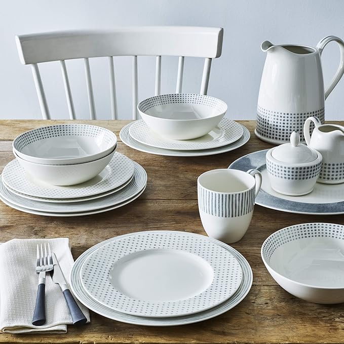 Noritake Grey Hammock 12-Piece Rim Dinnerware Set Service for 4