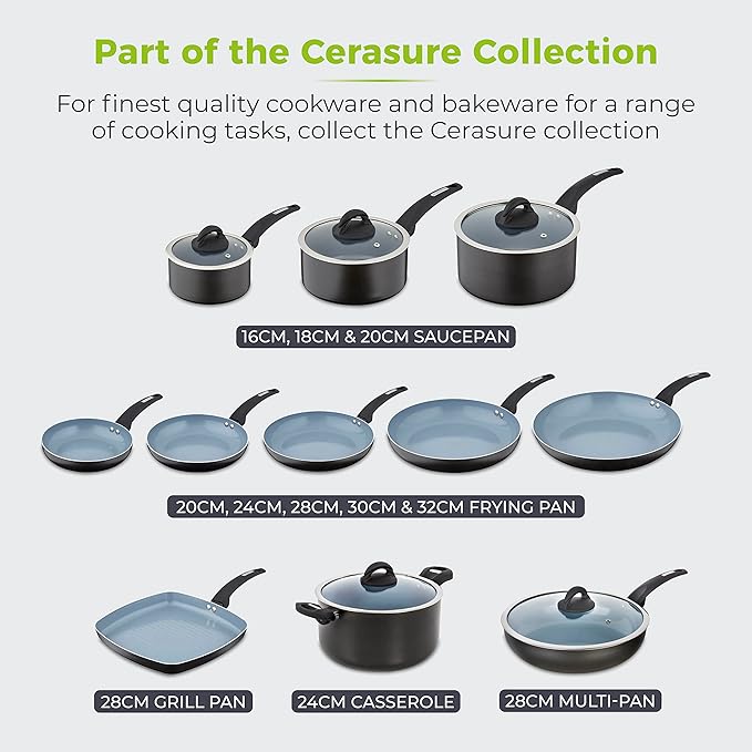 Tower Cerasure Non Stick Saucepans Sets With Lids Stay Cool Handles Graphite 3 Piece Set 16/18/20 cm
