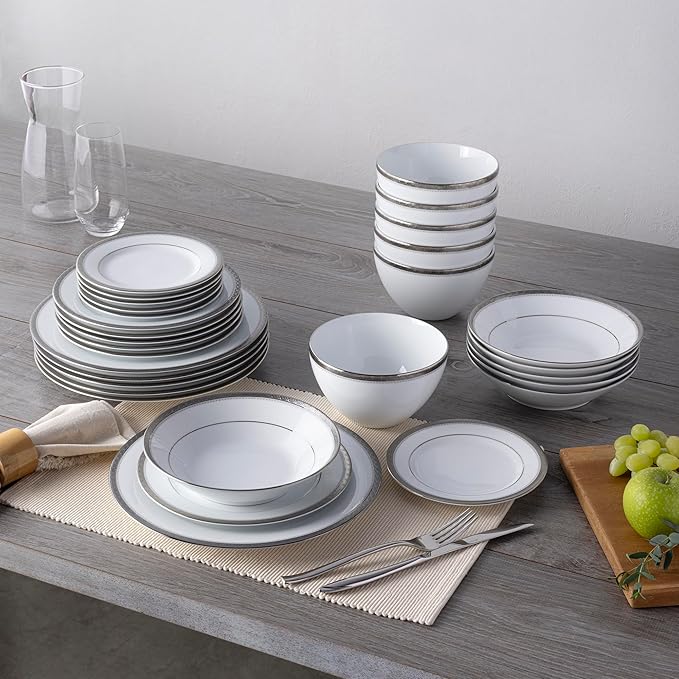 Noritake Charlotta Platinum 30-Piece Dinnerware Set Service for 6
