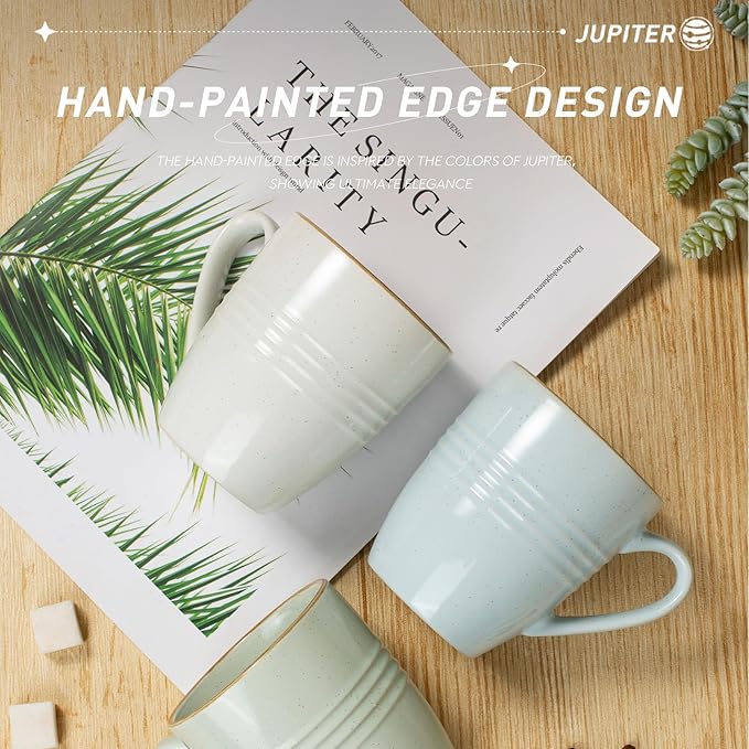 Famiware Jupiter Plates and Bowls Set with Coffee Mugs Set 16 Pieces Dinnerware Sets Multi-color
