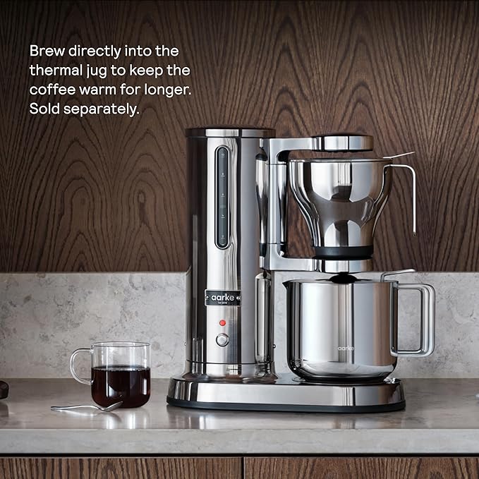 aarke Coffee Maker - Electric Drip Brewer with Automatic Drip-Stop Glass Carafe Brews Full Pot in Under 6 Minutes SCA certified Stainless Steel