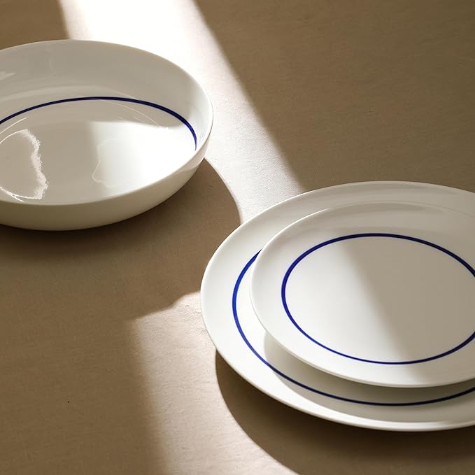 Stone Lain Luna 24-Piece Porcelain Dinnerware Set Plates and Bowls Set Dish Set for 8 Blue