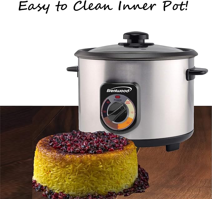 Brentwood TS-1020S 10-Cup Uncooked/20-Cup Cooked Crunchy Persian Rice Cooker Stainless Steel [TS-1020S]