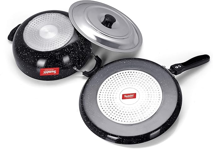 Sumeet NonStick Sparkle Induction Cookware Set of 2 Pcs (Tawa - 26.5Cm Kadhai - 22Cm - 2 Ltr)