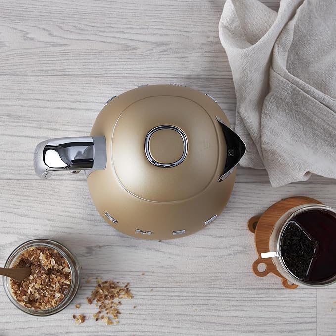SMEG 50's Retro Style 7 Cup Electric Water Kettle with Automatic Shutoff Removable Base and Water Indicator KLF03CHMUS Matte Campagne