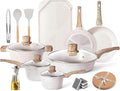 20 Pcs Pots and Pans Set Kitchen Nonstick Cookware Sets Granite Frying Pans for Cooking Marble Stone Kitchen Essentials Dishwasher SafeCompatible with All Stovetops (Granite-White)