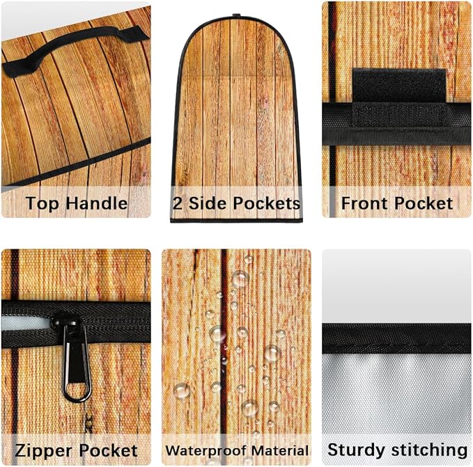 cfpolar Kitchen Aid Mixer Cover Compatible with 6-8 Quarts Brown Wood Board Texture Stand Mixer Cover Kitchen Aid Mixers Accessories Appliance Organizer Bag Dust Covers with Zipper Pocket