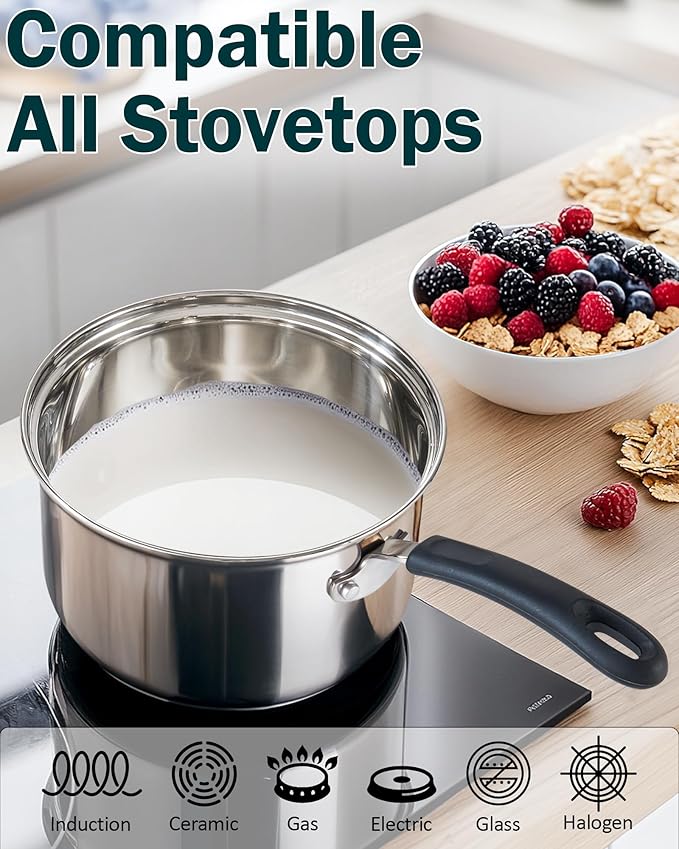 Cook N Home Stainless Steel Cookware Sets 10-Piece Pots and Pans Kitchen Cooking Set with Stay-Cool Handles Dishwasher Safe Silver